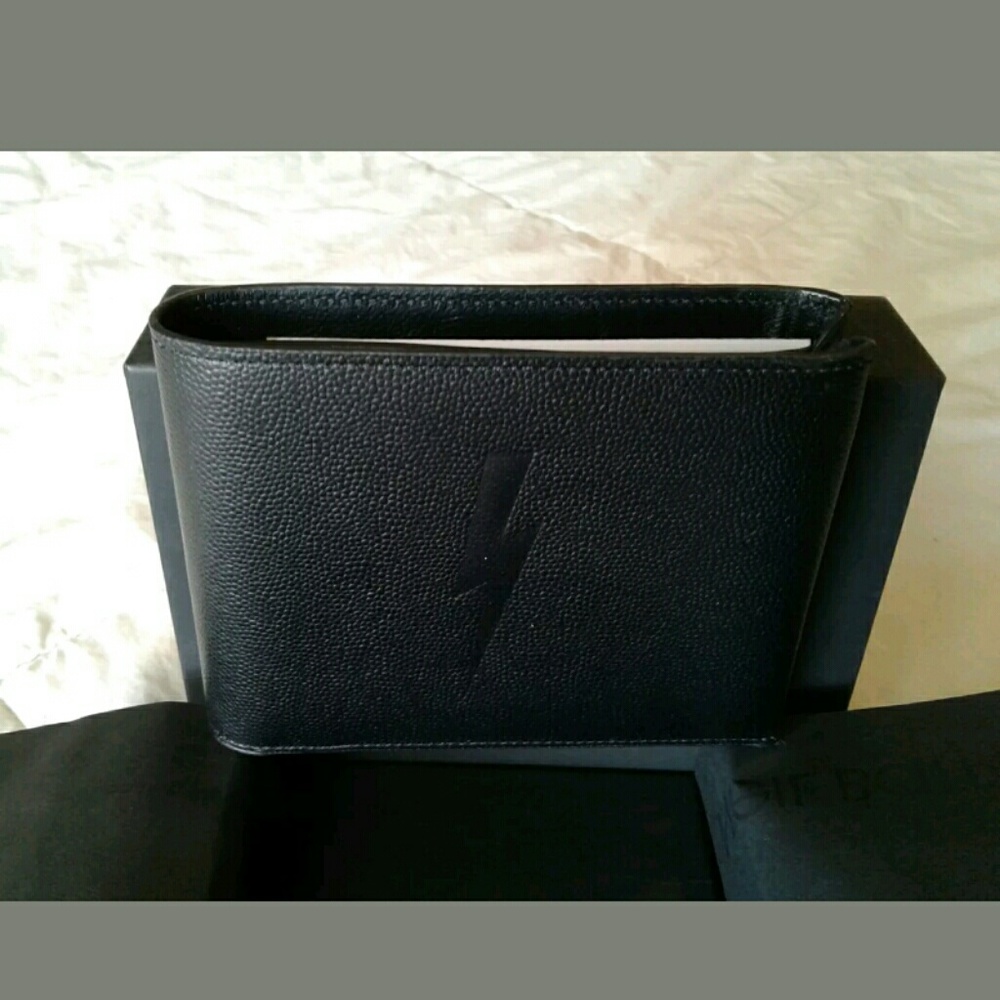 NEIL BARRETT BLACK LEATHER BIFOLD WALLET